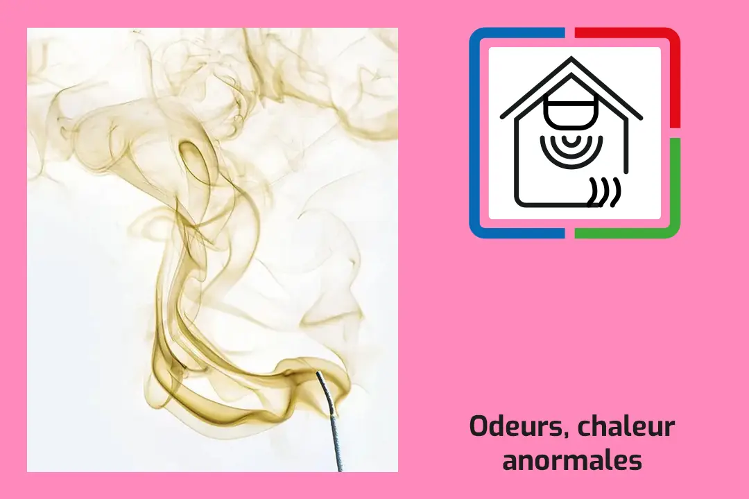 Icon carte rouge odeurs, chaleurs et fumée anormales